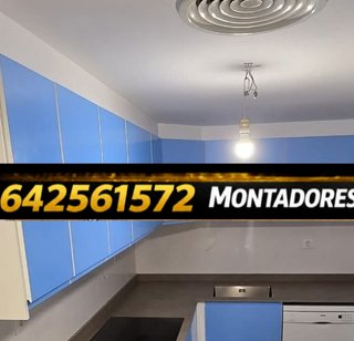 Muebles de cocina azules y encimera