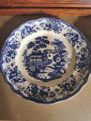 Juego de 8 platos vintage azul y blanco