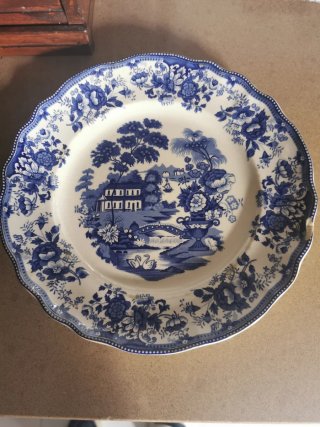 Juego de 8 platos vintage azul y blanco