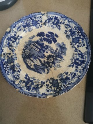 Juego de 8 platos vintage azul y blanco
