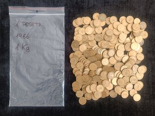 LOTE 3.45 KG/985 MONEDAS 1 PESETA E. ESPAÑOL 1966