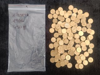 LOTE 3.45 KG/985 MONEDAS 1 PESETA E. ESPAÑOL 1966