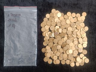 LOTE 3.45 KG/985 MONEDAS 1 PESETA E. ESPAÑOL 1966