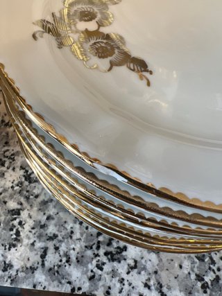 Platos de postre antiguos porcelana dorada