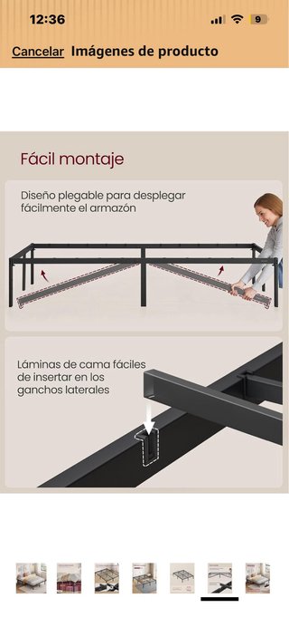 Somier de cama metálico negro de Amazon