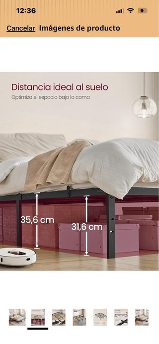 Somier de cama metálico negro de Amazon