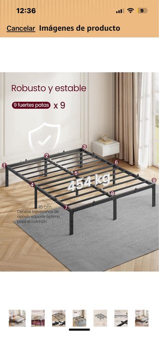 Somier de cama metálico negro de Amazon