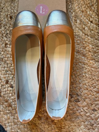 Bailarinas piel marrón y plata
