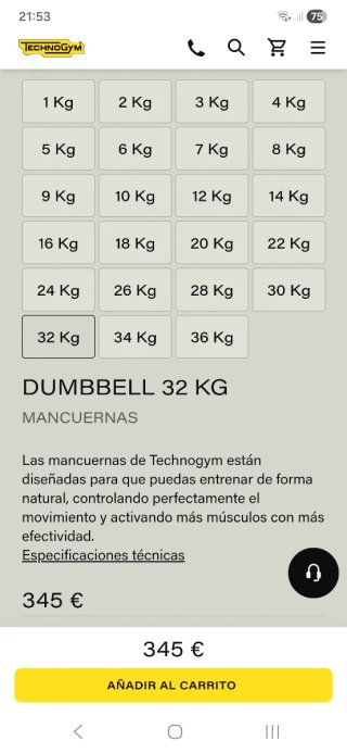 Mancuernas Technogym 32 kg