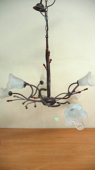 Lámpara de techo forja y cristal 5 luces