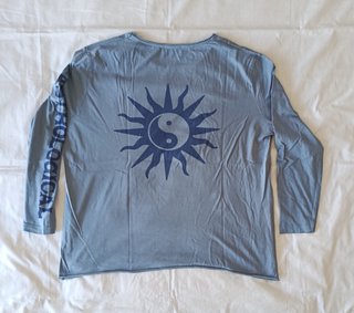 Camiseta Pull&Bear Manga Larga - Azul Grisáceo
