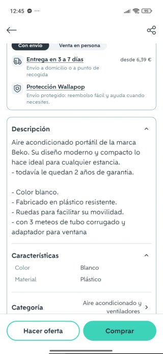 Aire Acondicionado Portátil Beko Blanco