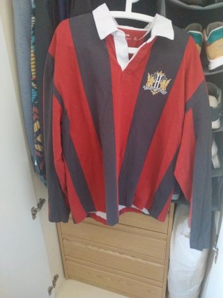 Sudadera Hollister XL Rayas Rojas y Grises