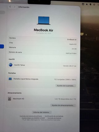 MacBook Air 15 M2 | 24GB RAM | 2TB SSD | Caja