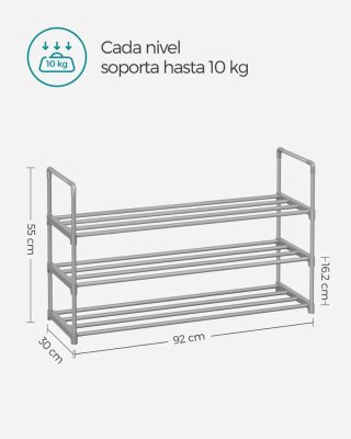 Zapatero Metálico 3 Niveles SONGMICS LSA303G01