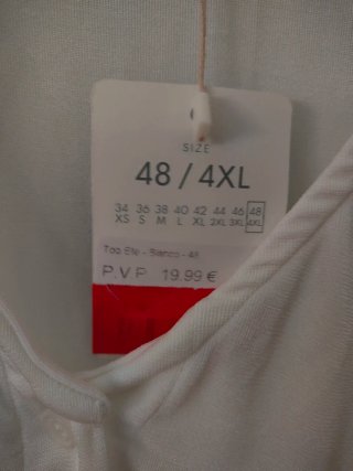 Camiseta tirantes VALENTINA Talla 48/4XL