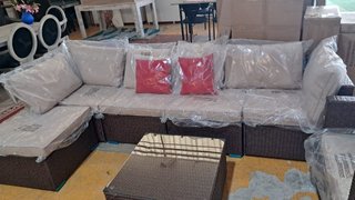 Conjunto de jardín ratán y cristal