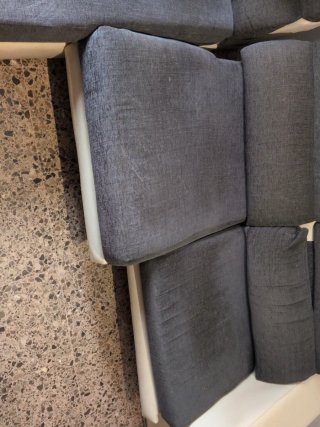 Sofá chaise longue L derecha gris y blanco