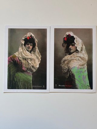 Lote 2 Postales Mercedes Berenguer Vintage