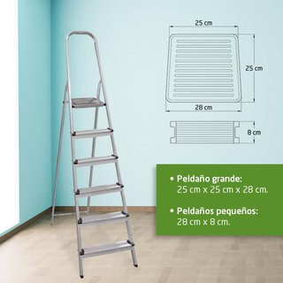 Escalera Plegable 6 Peldaños Aluminio