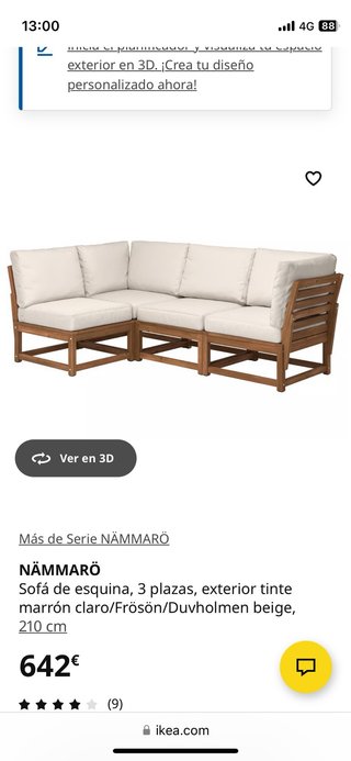 Sofá de esquina NÄMMARÖ 3 plazas.