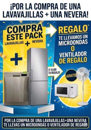 Pack Lavavajillas + Nevera + Microondas/Ventilador