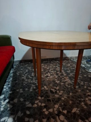 Mesa extensible redonda + 2 sillas