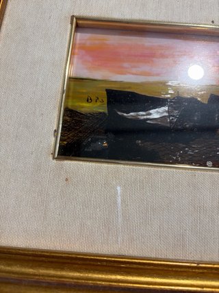 Coppia quadri paesaggio marino dipinti a mano