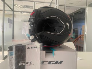 Casco CGM Jet 126G  IPE CITY Nero Rosso gafa solar