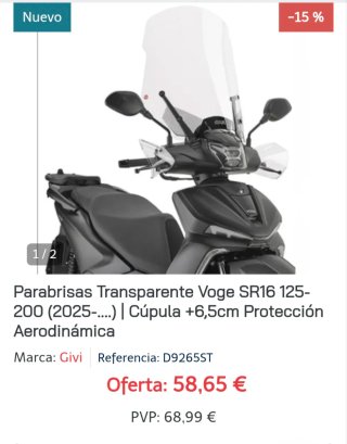Parabrisas VOGE SR16 125CC Transparente