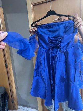Vestido azul corto para quinceañera