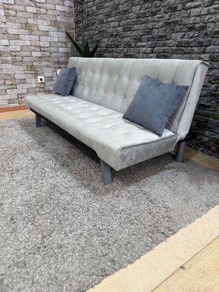 Sofá Cama Terciopelo Gris/Beige