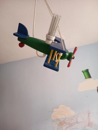 Lámpara Techo Infantil Avión Madera