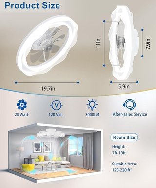 Ventilador de techo LED regulable con control NUEV