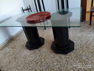 Mesa comedor cristal y 6 sillas