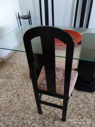 Mesa comedor cristal y 6 sillas