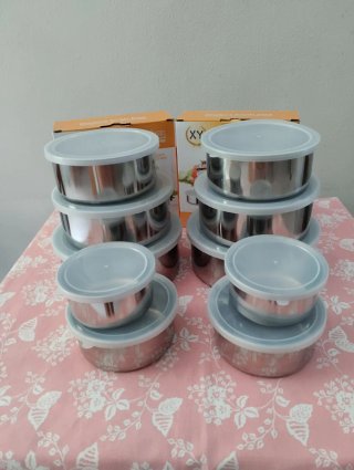 Set 10 Contenitori Acciaio Inox Coperchio