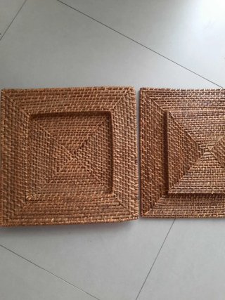 Set 2 Bajoplatos Ratan Cuadrados