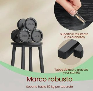 Juego 2 taburetes de bar madera y metal