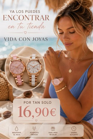 Reloj Contena Dorado y Rosa