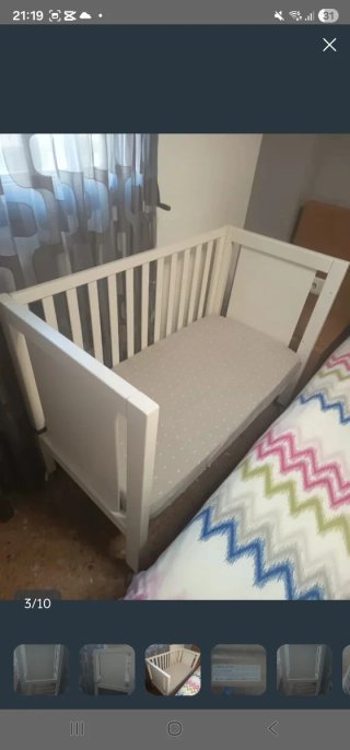 Cuna de bebé con ruedas 2 alturas y colecho