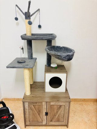 Árbol rascador para gatos con casa y hamaca