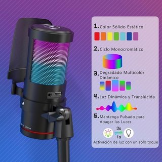 Micrófono Gaming USB con Luz RGB NUEVO
