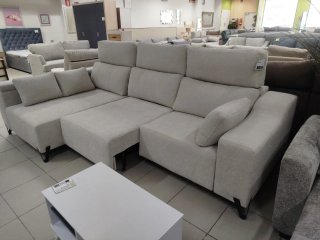 Chaise longue izquierda con arcón beige