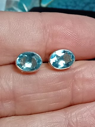 Pendientes Plata Ley topacio azul