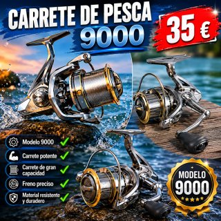Carrete de Pesca 9000 - Potente y Duradero nuevo