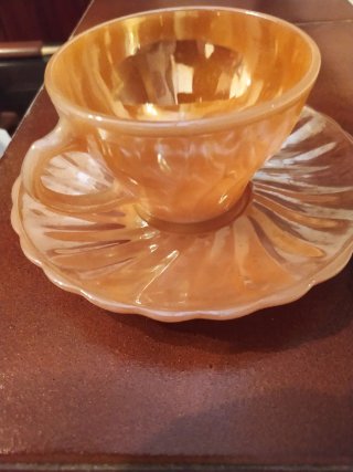 Juego café vintage naranja cristal