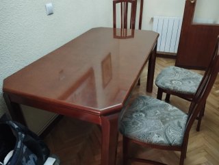 Mesa comedor extensible madera nogal