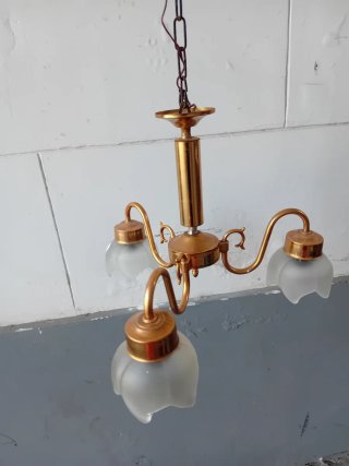 Lampadario vintage ottone 3 luci