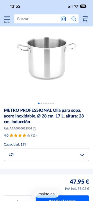Olla Acero Inoxidable 17L